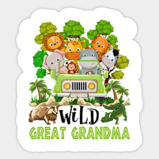 Great Grandma Of The Wild One Animal 1st Birthday Sticker